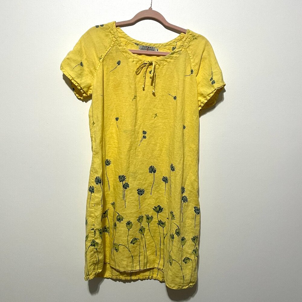 Womens 100% Linen Mumu Dress S Floral Boho Hippie Indie Sustainable Resortwear